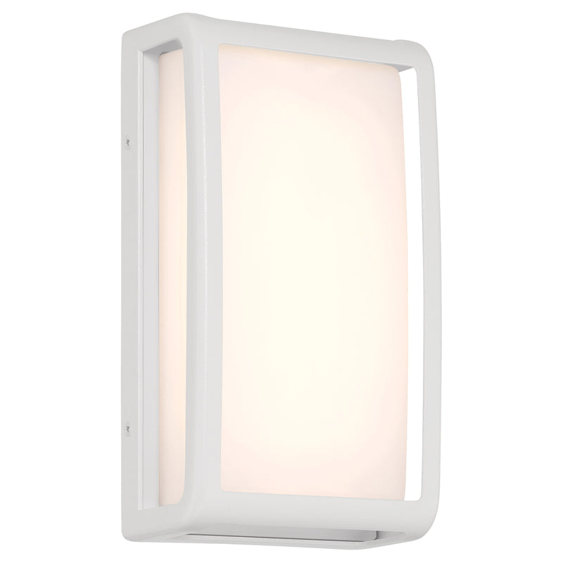 White wall-mounted light fixture on a white background