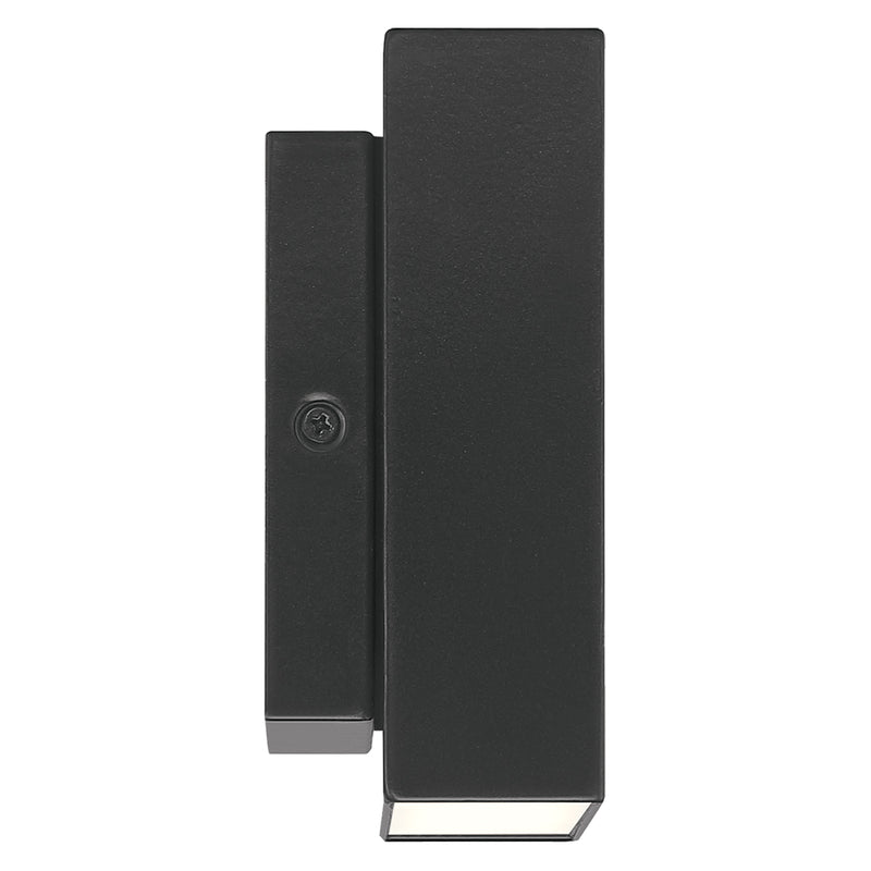Black wall-mounted outdoor light fixture on a white background