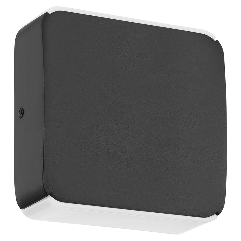 Black outdoor wall light fixture on a white background