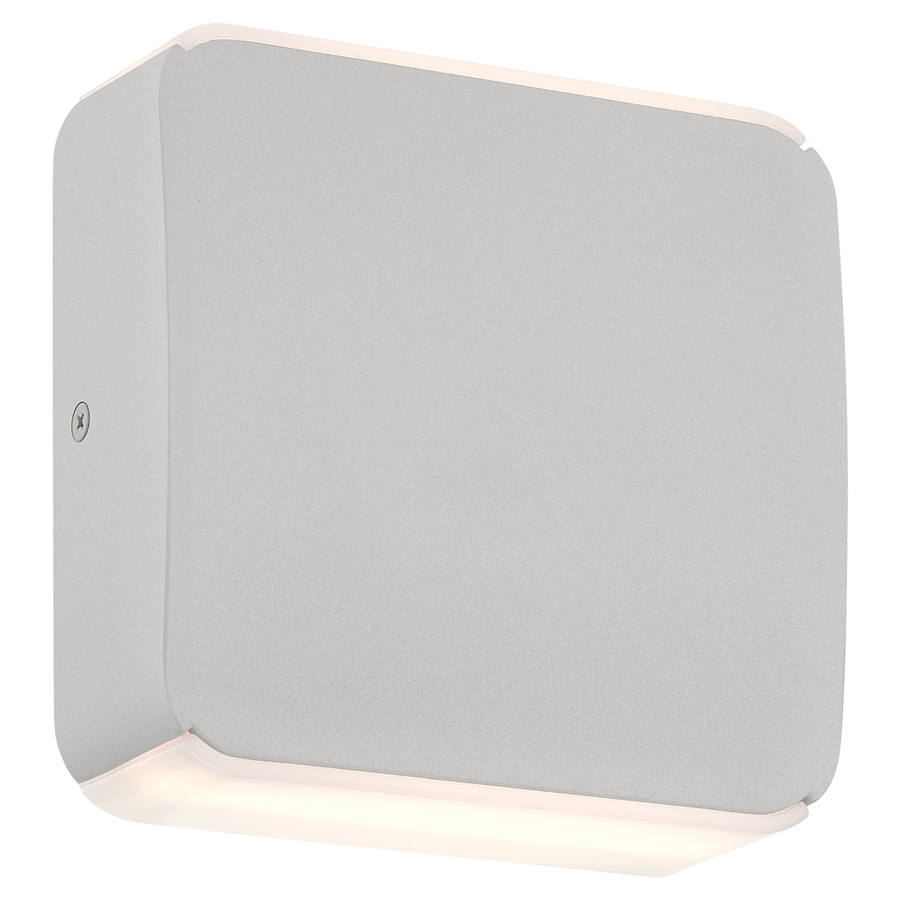 Satin square wall light fixture on a white background