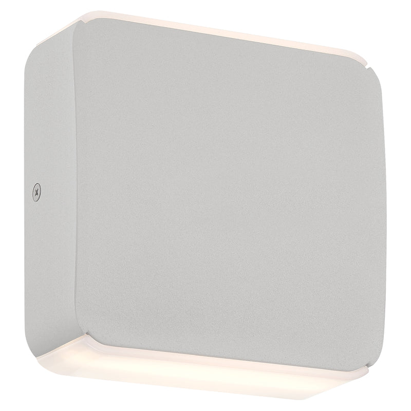 Satin square wall light fixture on a white background