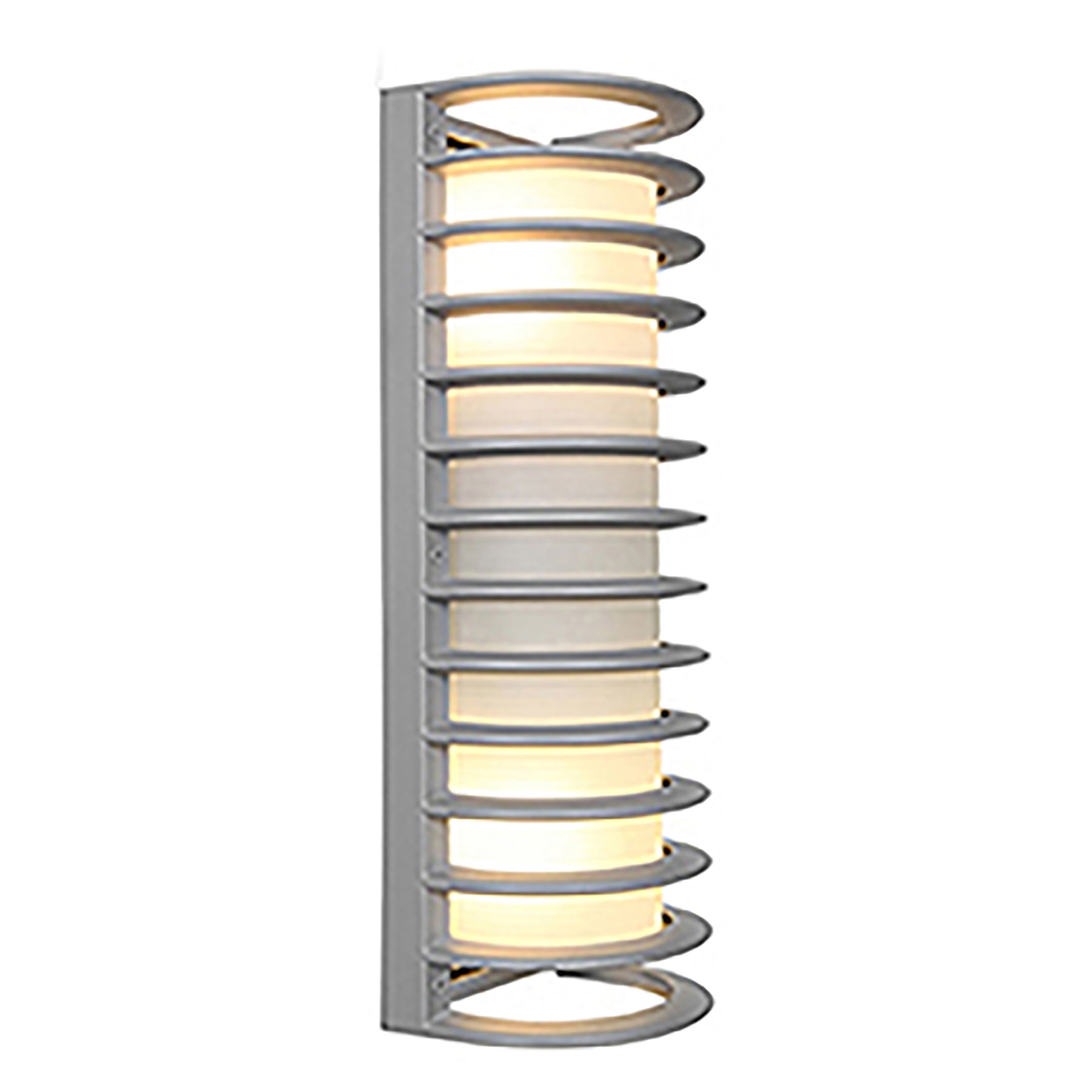 Wall-mounted satin light fixture with cylindrical design on a white background