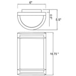 Technical drawing of a cylindrical wall light with dimensions labeled