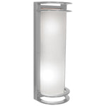 Satin cylindrical outdoor wall light with frosted glass on a white background