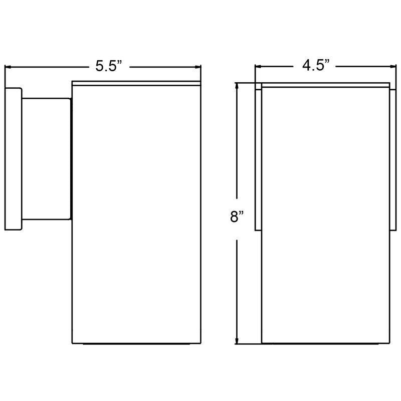 Technical drawing of two wall lights with dimensions labeled.