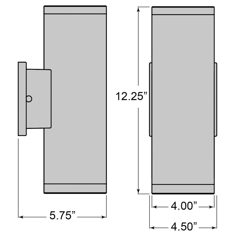 Dimensions of a wall light assembly with labeled measurements.