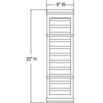 Measurement chart of a vertical wall mount with dimensions 6" W and 20" H on a white background.