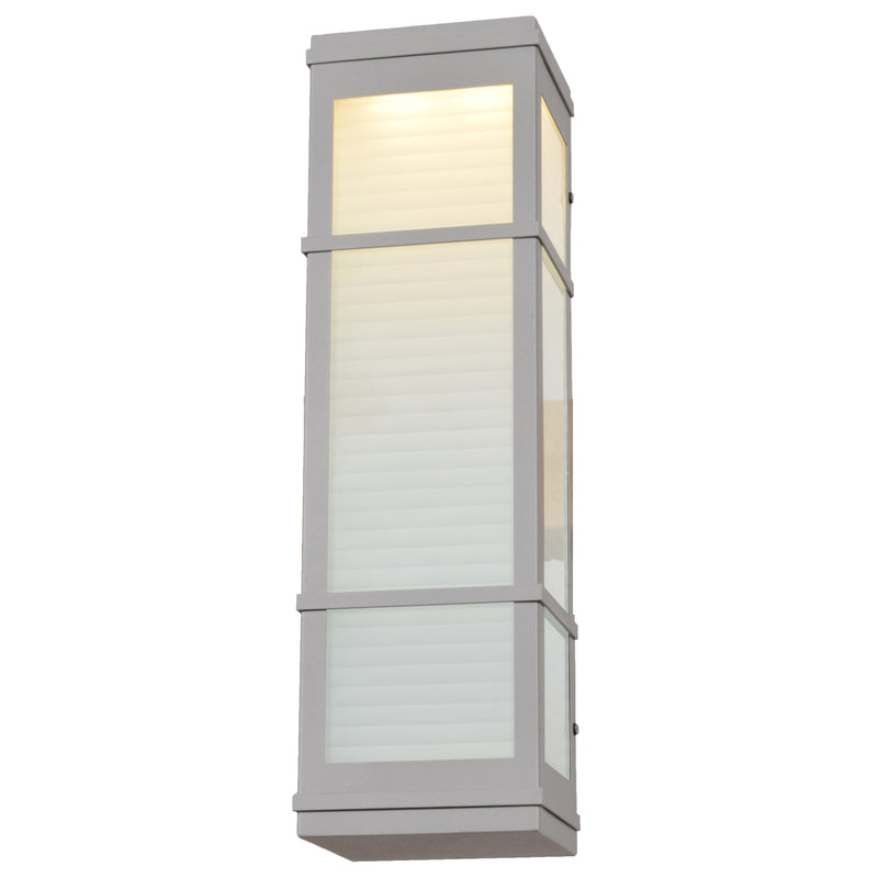 Rectangular satin outdoor wall light fixture on a white background