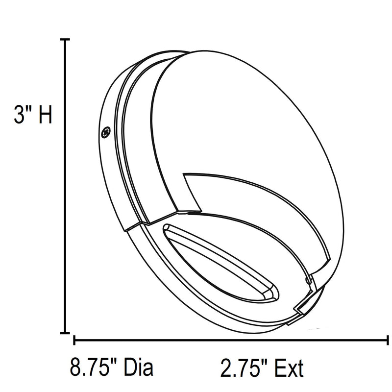 Technical drawing of a circular object with dimensions labeled