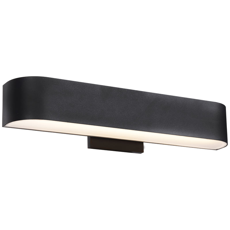 Modern black wall light fixture on a white background
