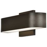 Modern wall-mounted light fixture with bronze and white design on a white background