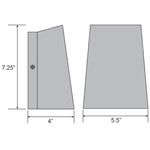 Measurement chart showing dimensions of a wall light with dimensions labeled.