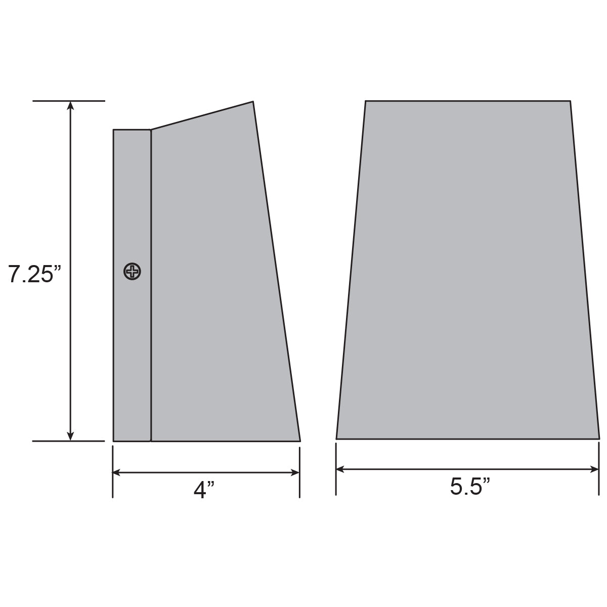 Measurement chart showing dimensions of a wall light with dimensions labeled.