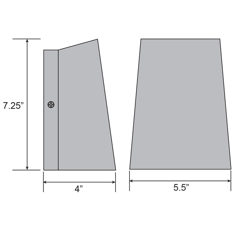 Measurement chart showing dimensions of a wall light with dimensions labeled.