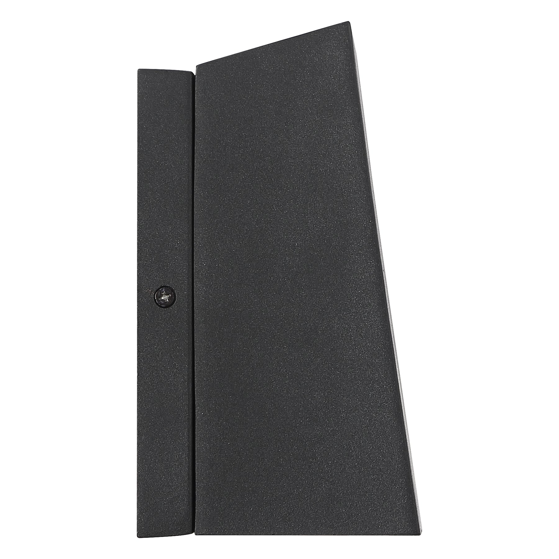 Black wall light fixture on a white background