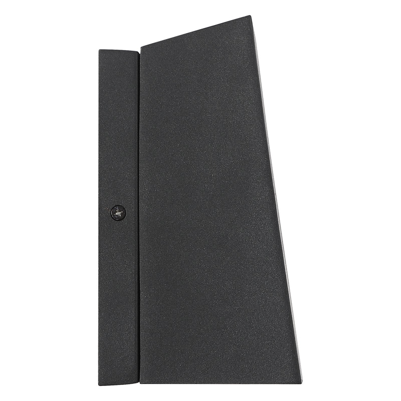 Black wall light fixture on a white background