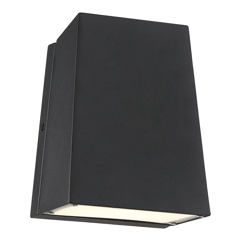 Black outdoor wall light fixture on a white background
