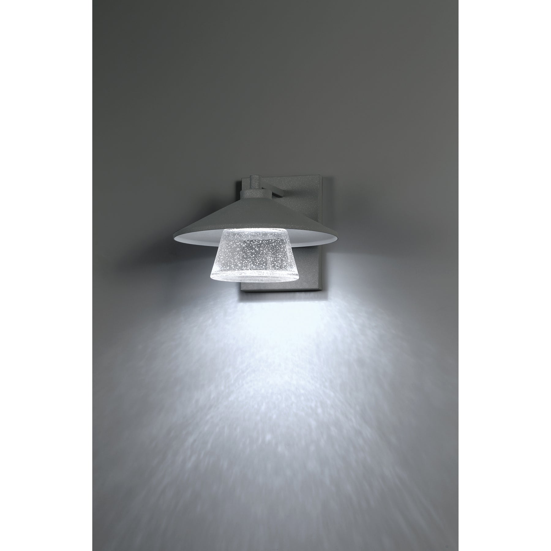 Modern satin wall-mounted light fixture on a gray background