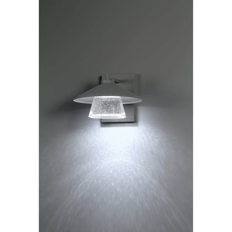Modern satin wall-mounted light fixture on a gray background