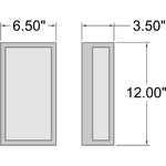 Dimensions of two rectangular frames on a white background