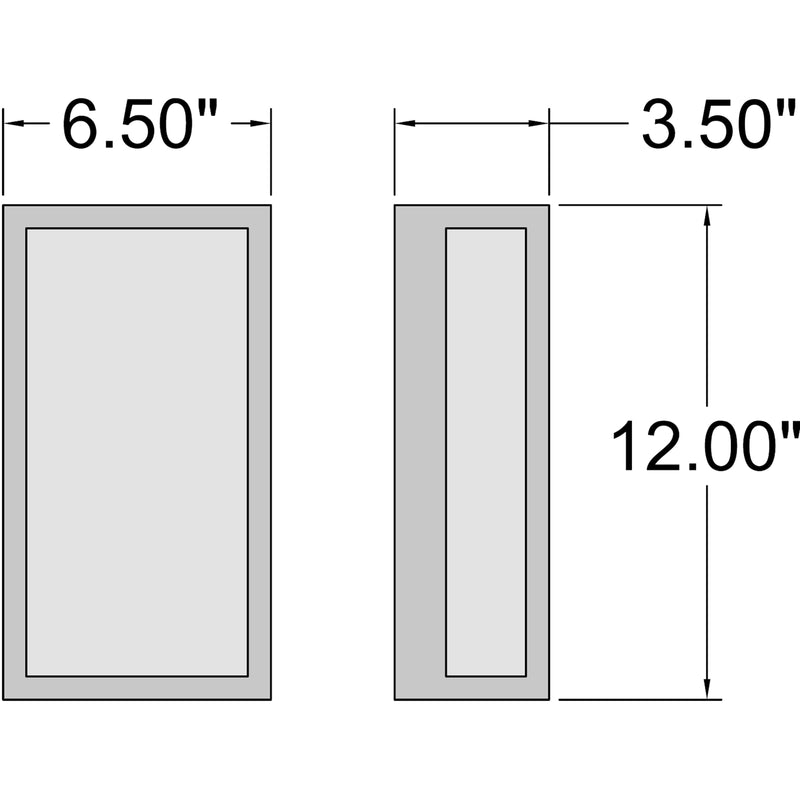 Dimensions of two rectangular frames on a white background
