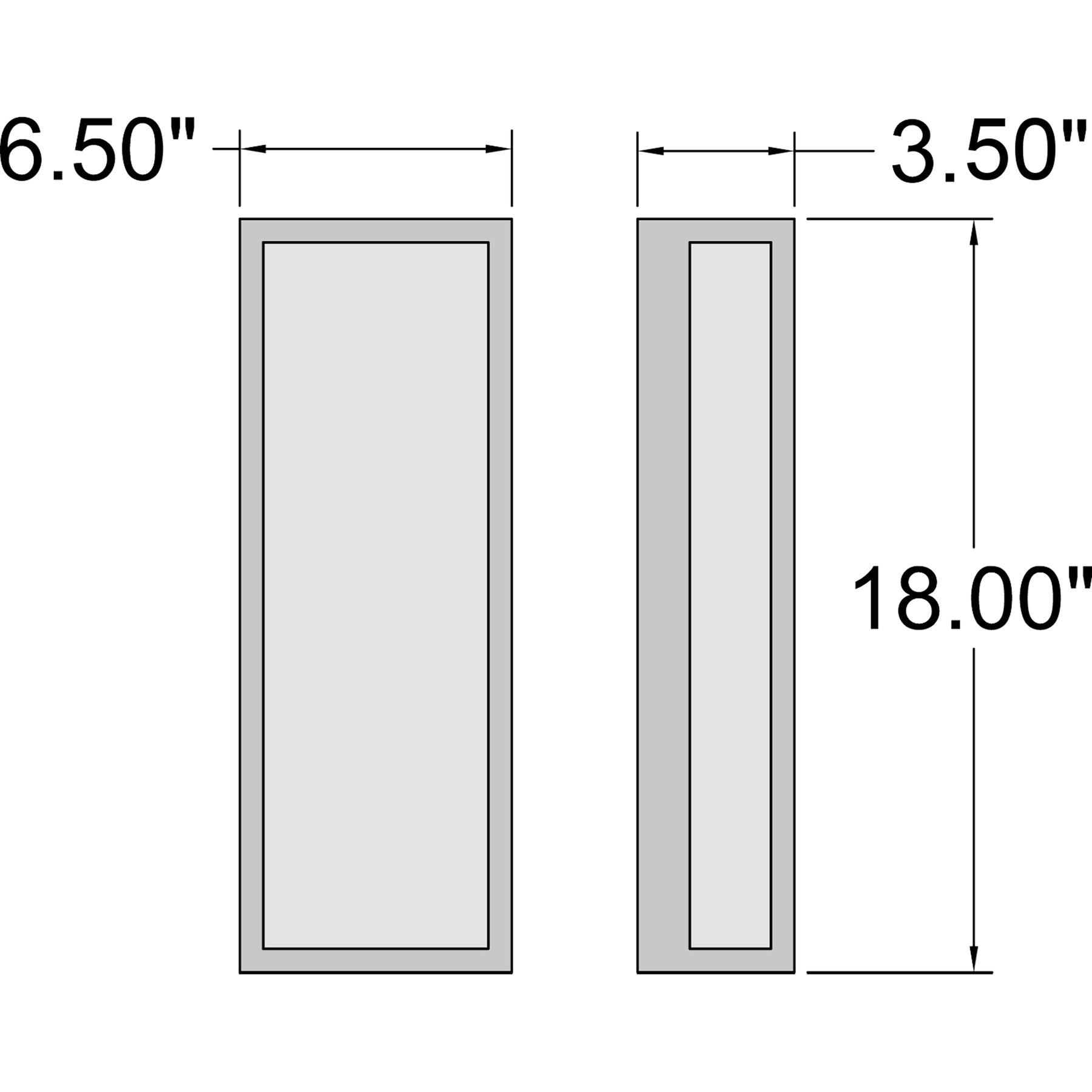 Dimensions of two rectangular frames on a white background