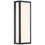 Rectangular wall light fixture with black frame and white inner panel on a white background