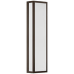 Tall rectangular light fixture with a bronze frame on a white background