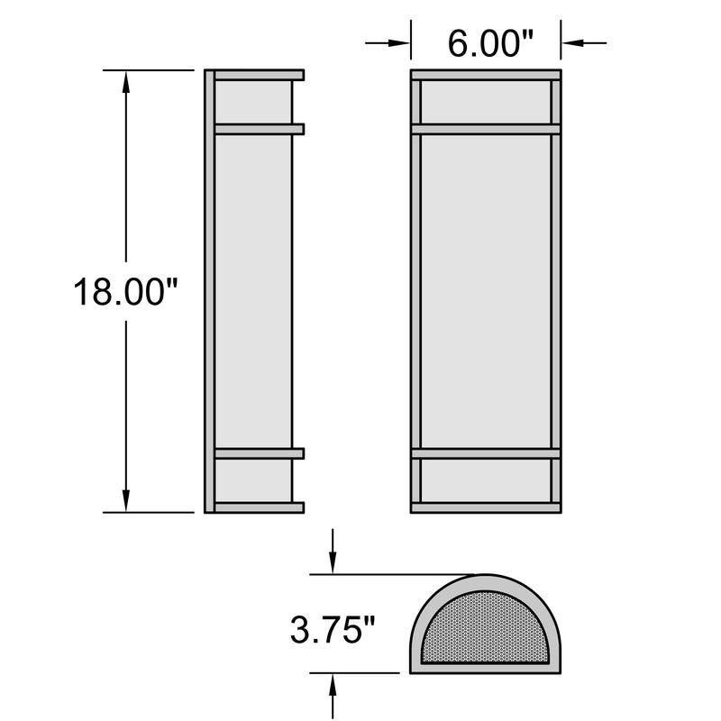 Technical drawing of a cylindrical object with dimensions labeled