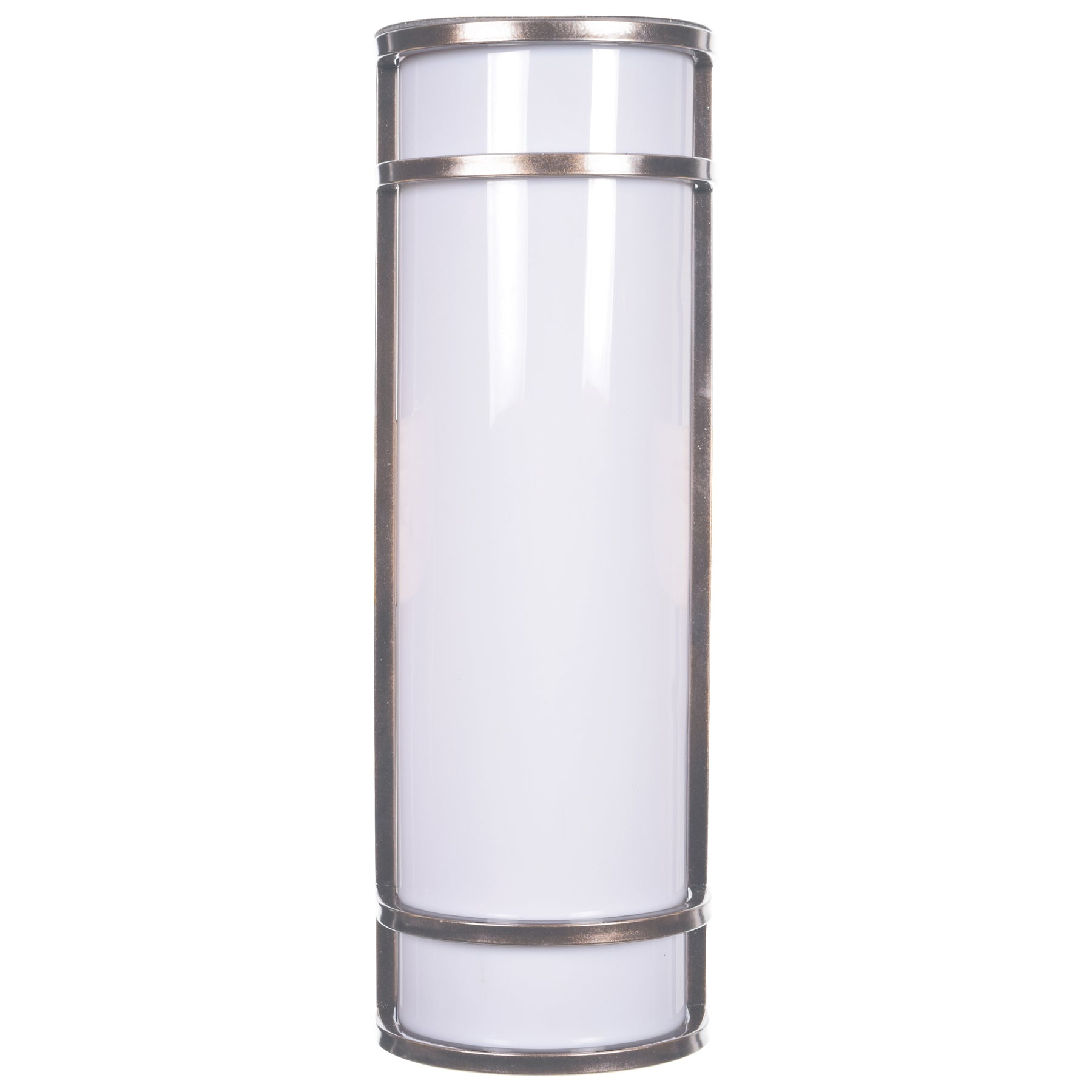 Cylindrical wall light fixture with satin frame on a white background
