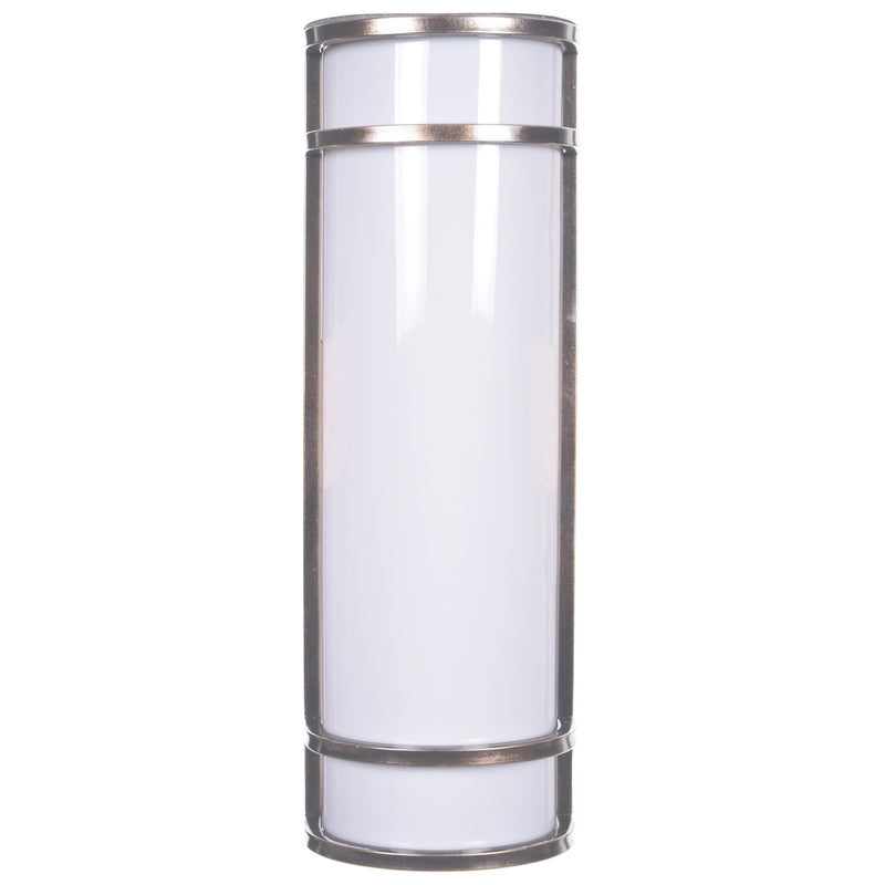 Cylindrical wall light fixture with satin frame on a white background