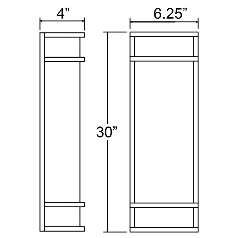 Dimensions of a cylindrical wall light with measurements in inches.