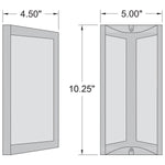 Dimensions of a wall light with measurements indicated.