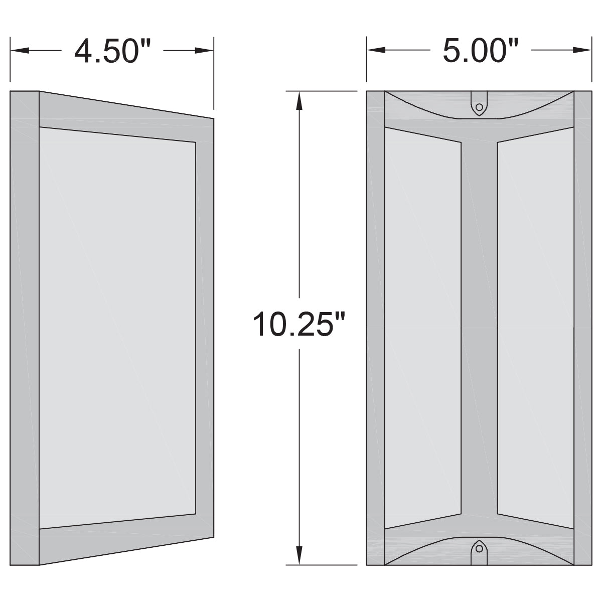 Dimensions of a wall light with measurements indicated.