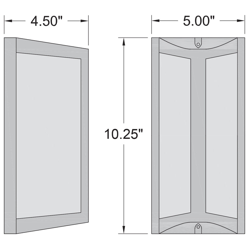 Dimensions of a wall light with measurements indicated.
