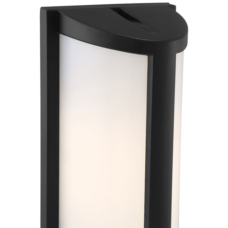 Black outdoor wall light fixture on a white background
