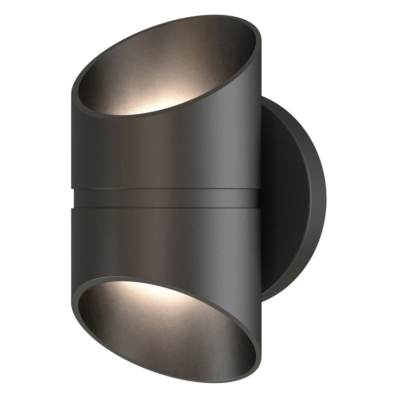 Black outdoor wall light fixture on a white background