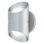 Satin cylindrical wall light fixture on a white background