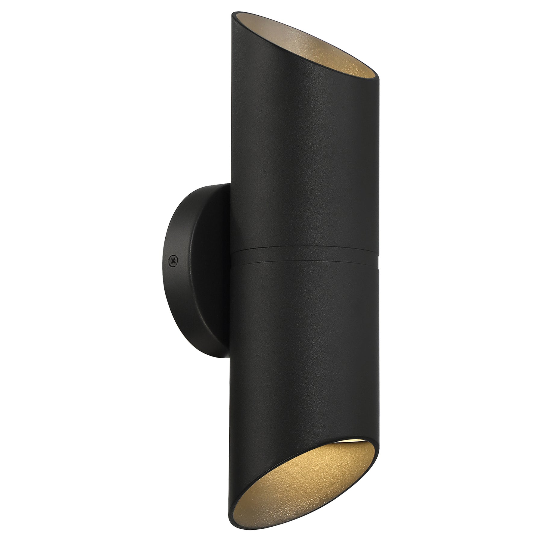 Black outdoor wall light fixture on a white background