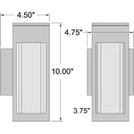 Dimensions of a wall light with measurements labeled