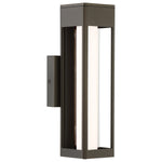Modern outdoor wall light fixture with  oil brushed bronze finish on a white background