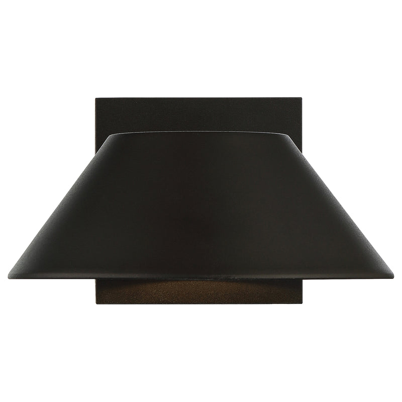 Black wall-mounted light fixture on a white background