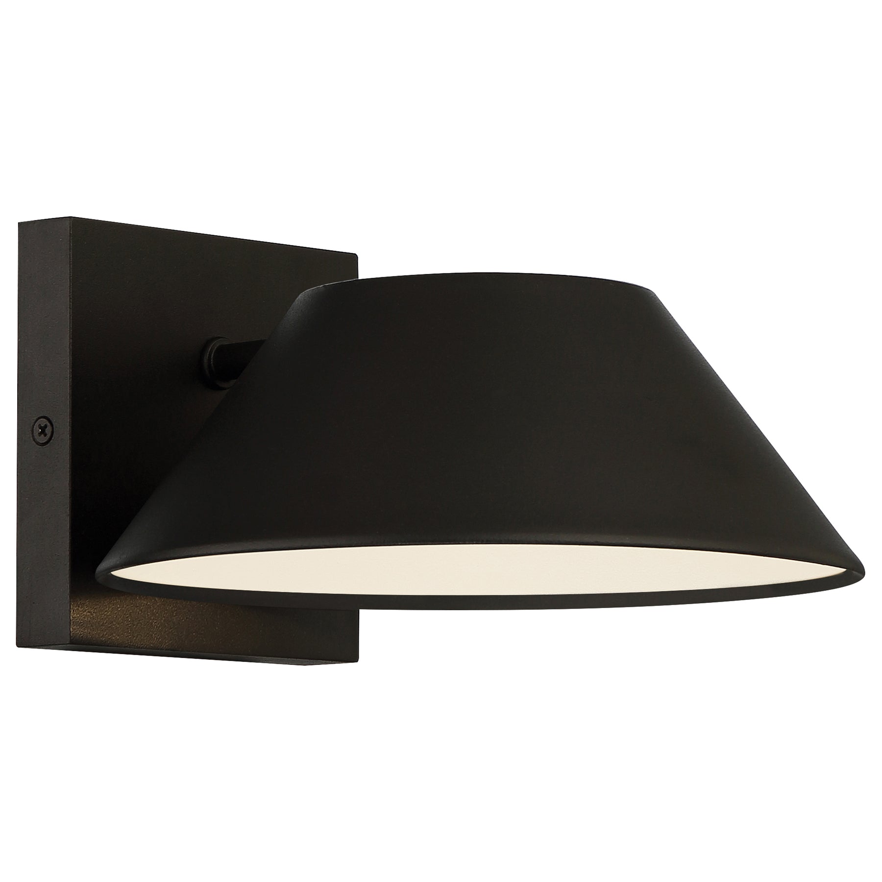 Black wall-mounted outdoor light fixture on a white background