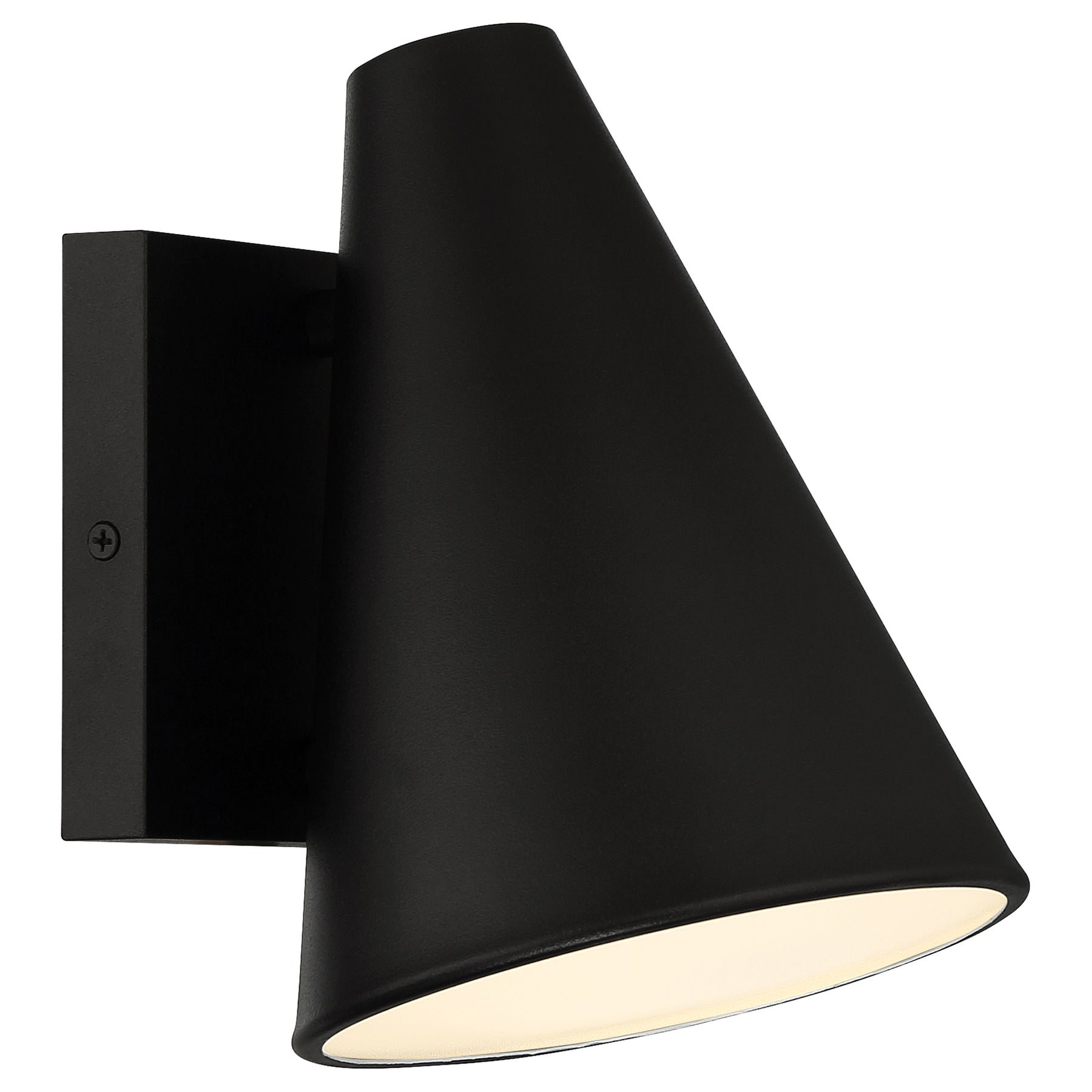 Black wall-mounted outdoor light fixture on a white background