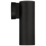 Black cylindrical wall-mounted light fixture on a white background