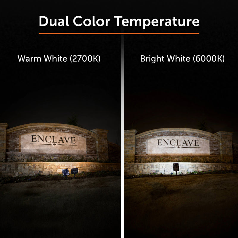 2 PK Dual Color Solar Flood Light, 2700K and 6000K