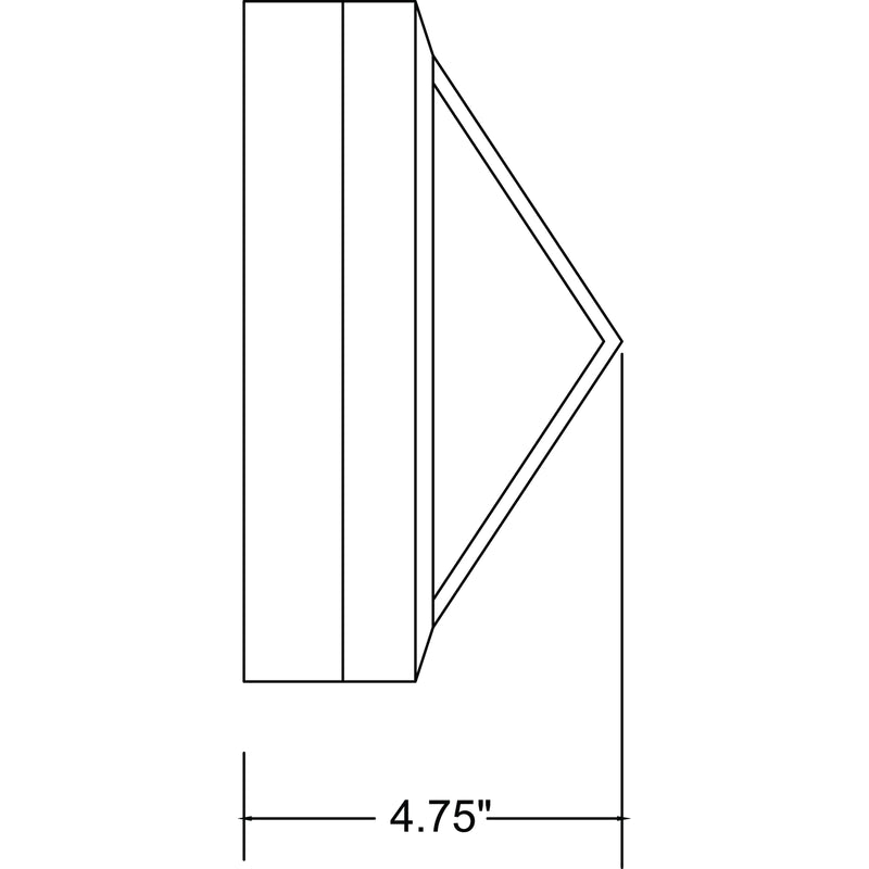 Technical drawing of a geometric shape with dimensions