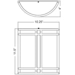 Technical drawing of a wall light with dimensions labeled