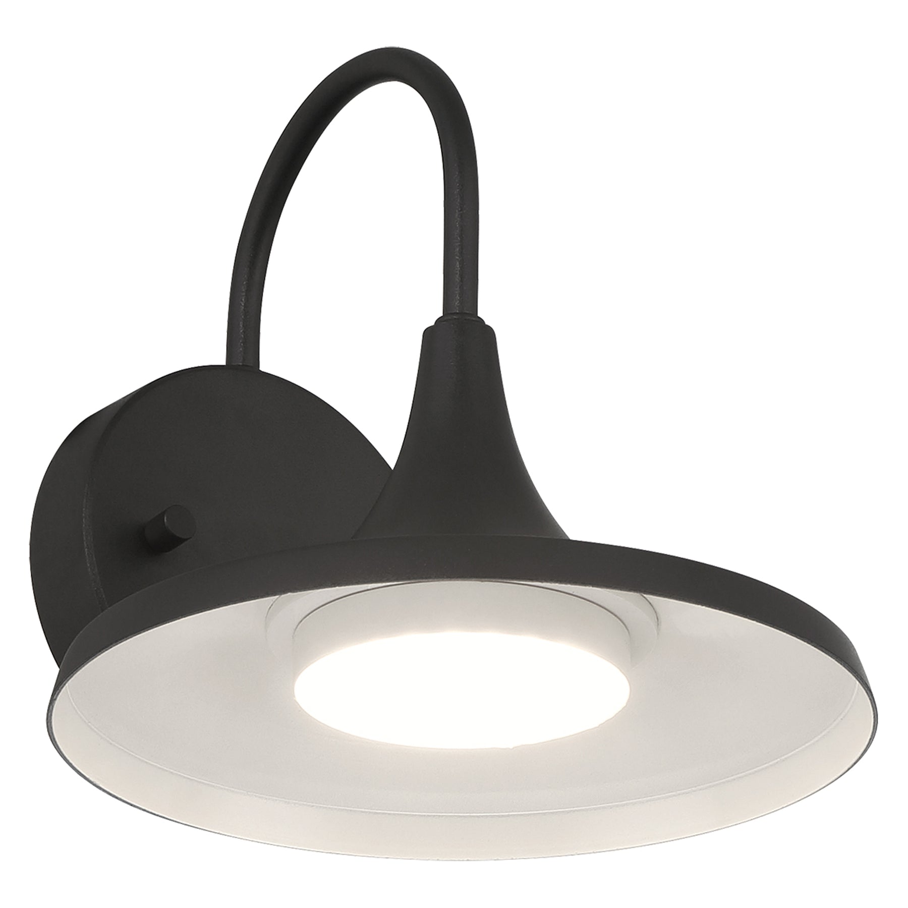 Black outdoor wall light fixture on a white background