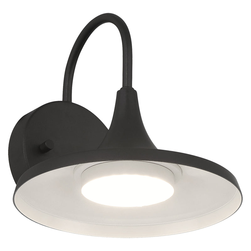 Black outdoor wall light fixture on a white background